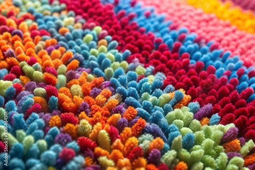 Vibrant multicolored shag carpet close-up showing texture