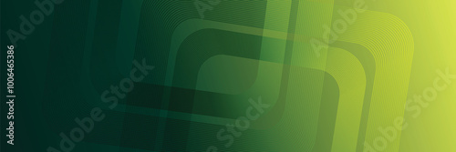 Green abstract background with glowing geometric lines. Modern gradient rounded square lines pattern. Futuristic concept. vektor