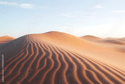 sand dunes with intricate wind patterns in the desert, showcasing the beauty of nature's design in an arid landscape. Ideal for peaceful, minimalistic, and calming visuals 