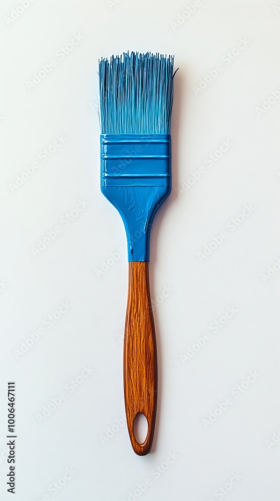 custom made wallpaper toronto digitalNew blue paintbrush with wooden handle lying on white background