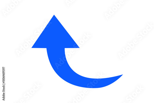 Blue curve arrow icon on transparent background. flat style. arrow icon for your web site design, logo, app, UI. arrow indicated the direction symbol. curved arrow sign