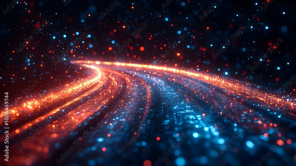 Fototapeta premium Blazing Trails Through the Night:A Mesmerizing Luminous Journey