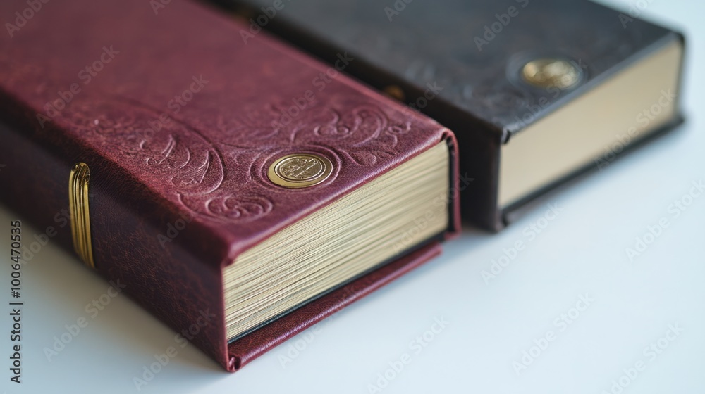 Three sturdy folders with embossed designs, neatly aligned on a white surface, showcasing attention to detail in office supplies