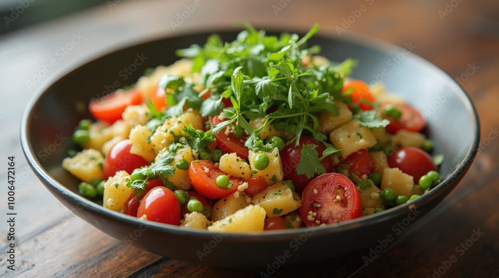 Fresh and Colorful Salad with Vegetables, Greens, and Whole Grains in Bowl – Healthy Eating Image Fresh and Colorful Salad with Vegetables, Greens, and Whole Grains in Bowl – Healthy Eating Image