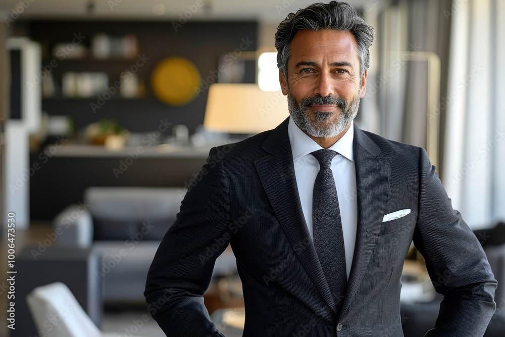Portrait of a confident middle-aged man in a black suit Portrait of a confident middle-aged man in a black suit
