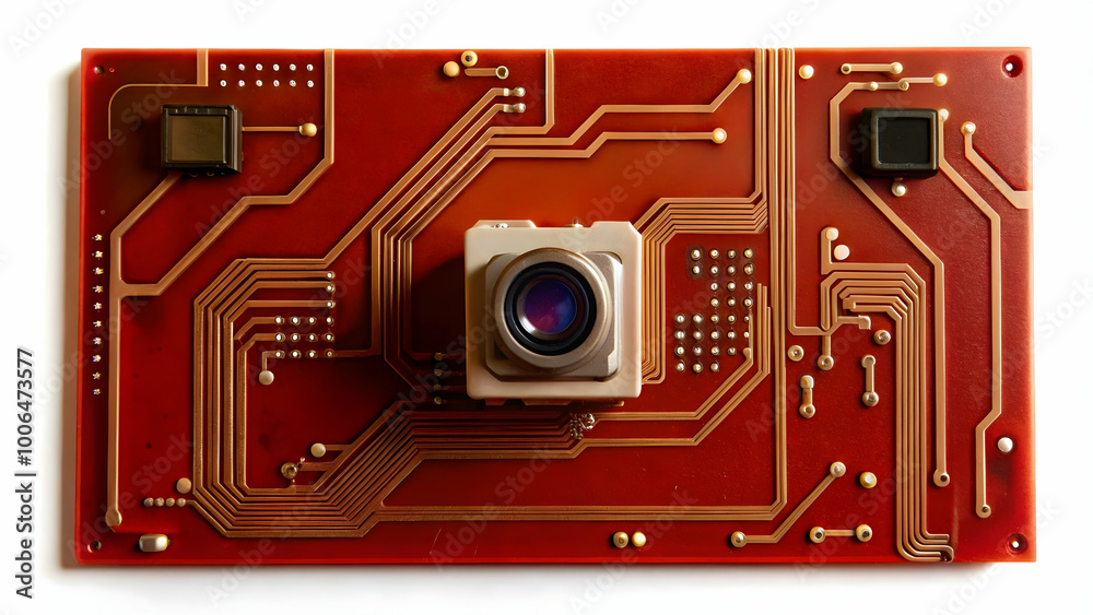 Fototapeta premium Vote Count Circuit Board Concept - Illustration of Circuitry Pathways Representing Vote Counting Processes, Camera Pans Across Detailed Vote Flow on Isolated White Background with Vote Tabulation Spac