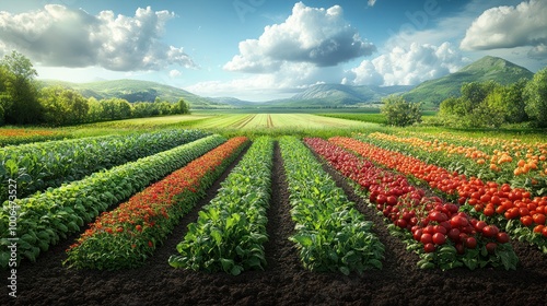 Vibrant Rows of Crops