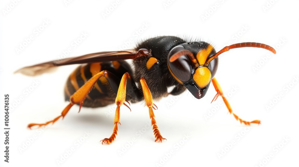 Hornet Closeup: Powerful and Strong Asian Wasp in Black and Yellow, Threatening Bee Extinction Hornet Closeup: Powerful and Strong Asian Wasp in Black and Yellow, Threatening Bee Extinction