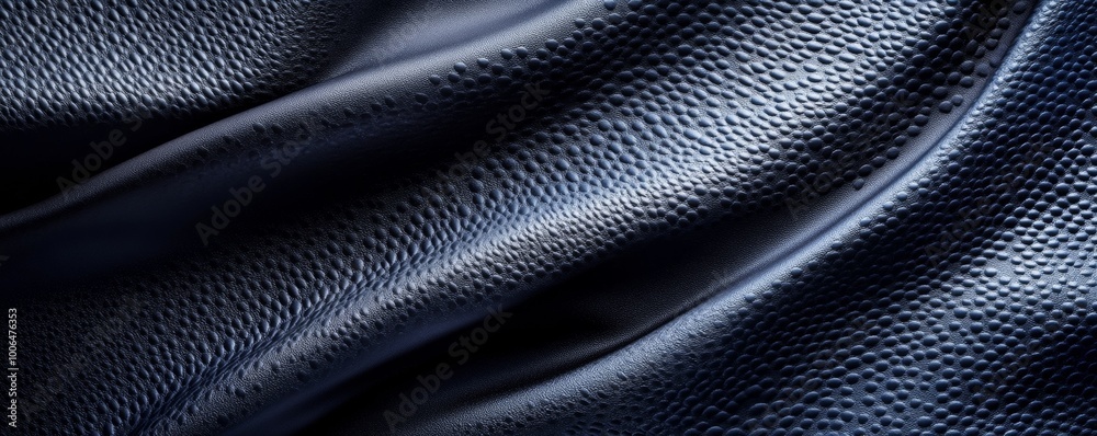 Textured fabric folds in dark blue hue Textured fabric folds in dark blue hue