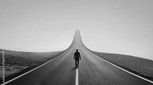 Fading Potential Road: A long road that fades as it progresses, with only faint outlines toward the end