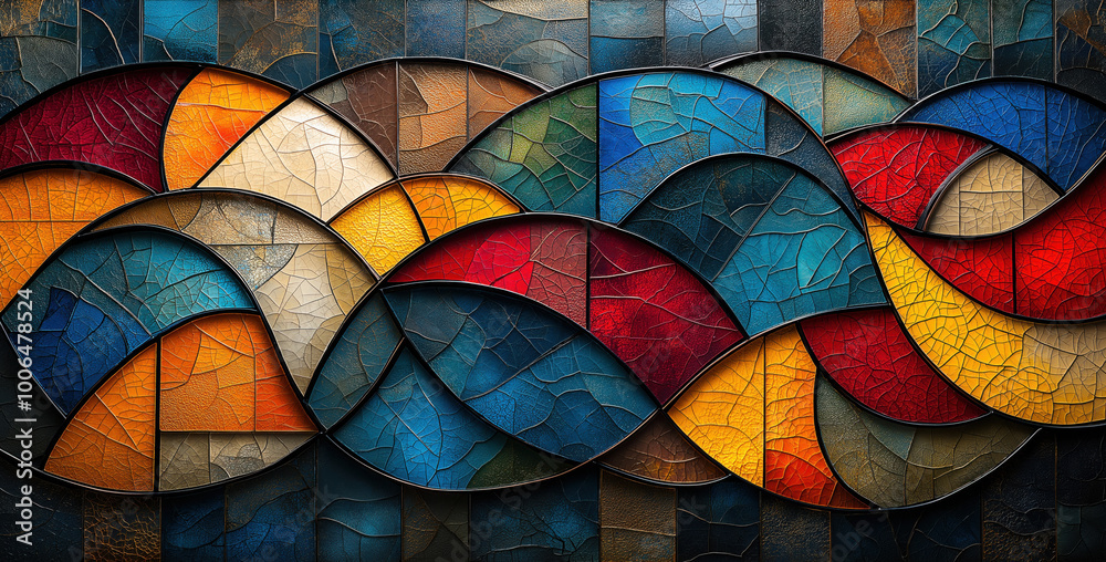 Fototapeta premium Abstract Mosiac Stained Glass created with Generative AI Technology, ai, generative