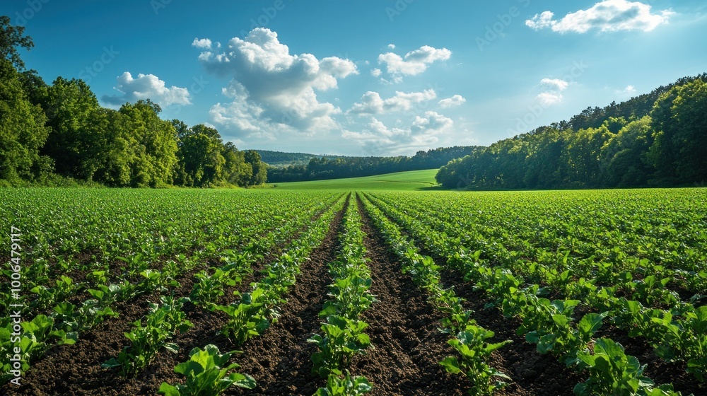 Green Field Rows of Crops Green Field Rows of Crops
