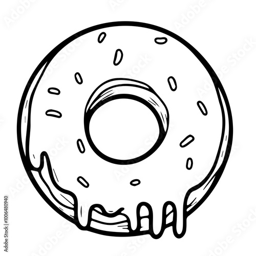 Simple black donut line drawing