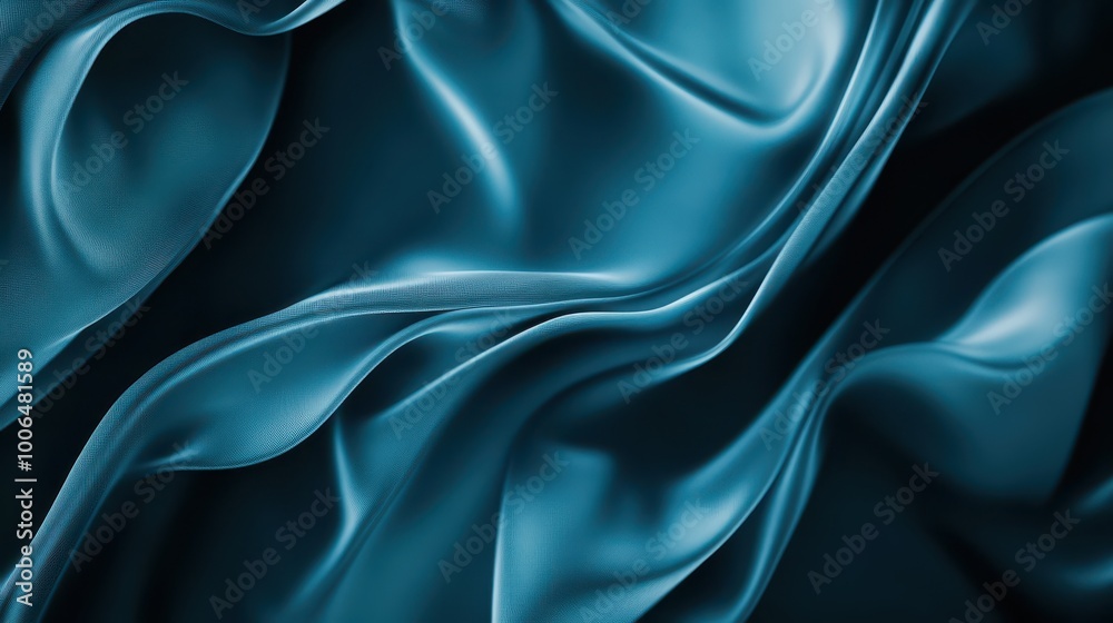 Obraz premium Elegant blue satin fabric texture, smooth and flowing, perfect for backgrounds or design projects.