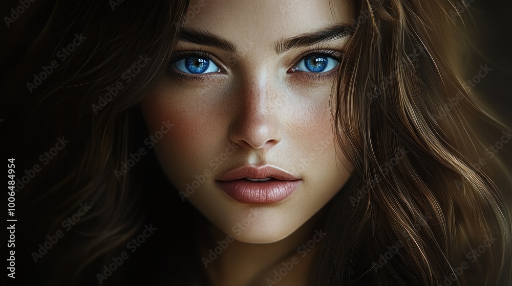 Close-up Portrait of a Woman with Blue Eyes
