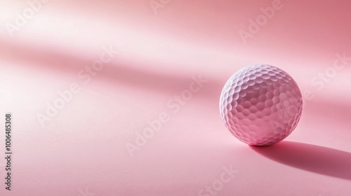 Pink golf ball resting on a pink surface with harsh shadows