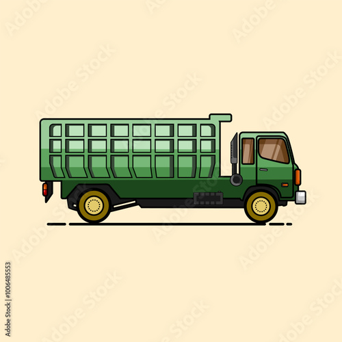 illustration of a green dump truck