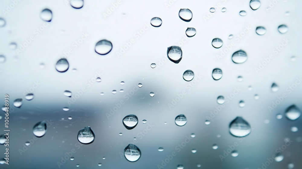Raindrops on Glass, A tranquil scene featuring delicate raindrops on a glass surface, with a softly blurred natural backdrop, perfect for evoking calmness and serenity. Raindrops on Glass, A tranquil scene featuring delicate raindrops on a glass surface, with a softly blurred natural backdrop, perfect for evoking calmness and serenity.