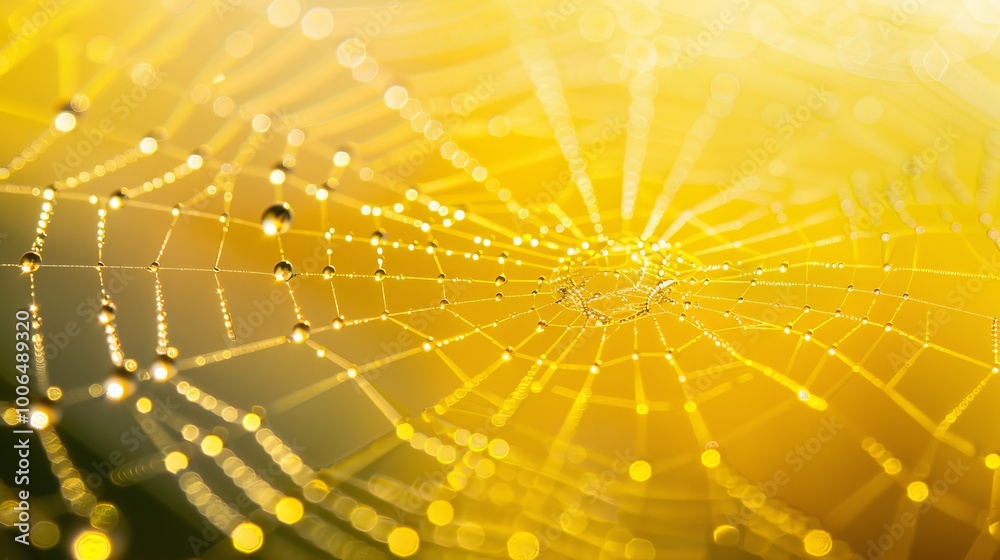 Obraz premium dew drops on a spider web background