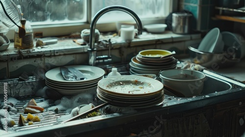 Wallpaper Mural Dirty Dishes in a Kitchen Sink Torontodigital.ca