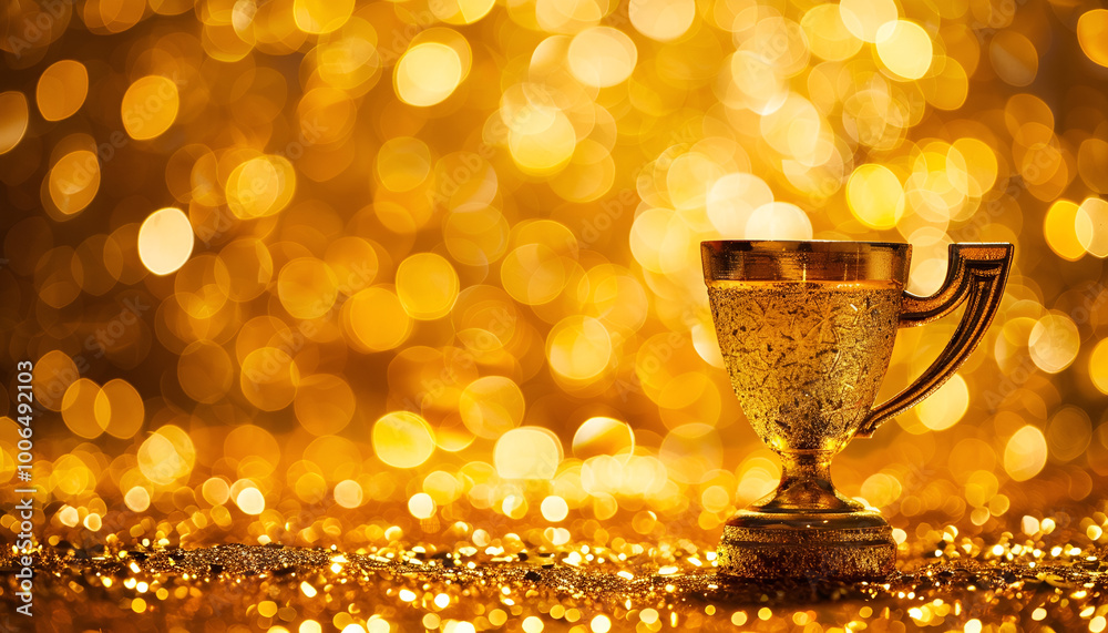 1st champion award, the best prize and winner concept, championship cup or winner trophy on golden floor with bokeh background 1st champion award, the best prize and winner concept, championship cup or winner trophy on golden floor with bokeh background