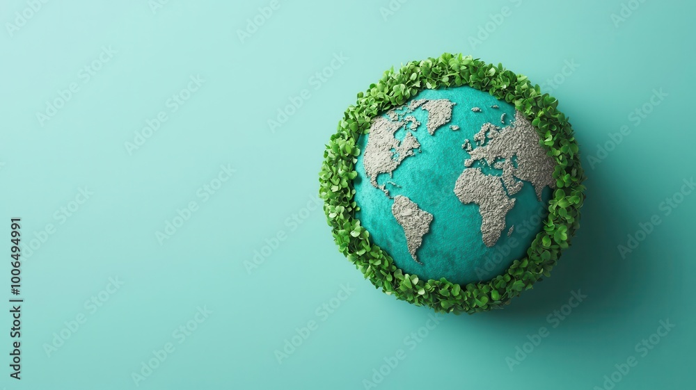 A vibrant globe surrounded by green foliage, symbolizing environmental awareness and sustainability. A vibrant globe surrounded by green foliage, symbolizing environmental awareness and sustainability.