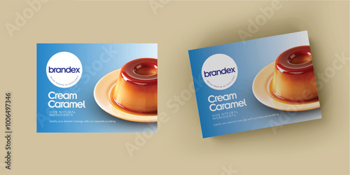 Luxurious Cream Caramel Packaging Template for Gourmet Branding  
