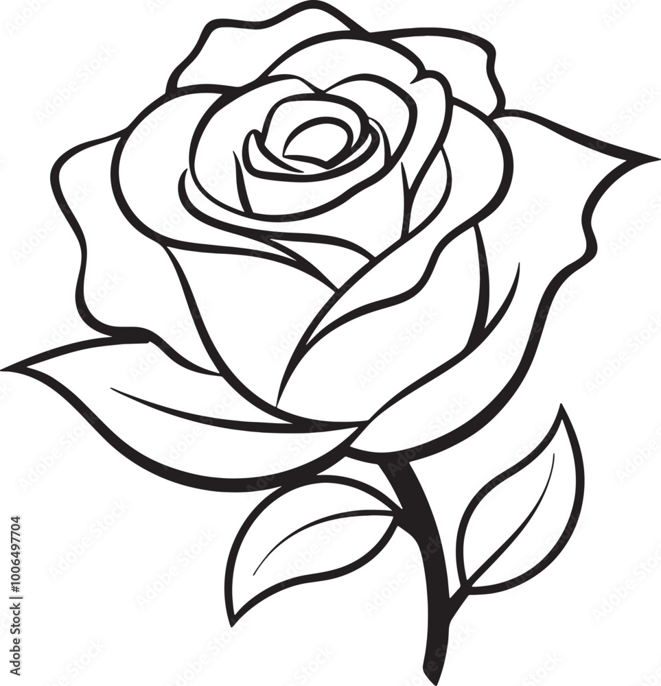 Black and white rose on a white background. Hand-drawn illustration. Black and white rose on a white background. Hand-drawn illustration.