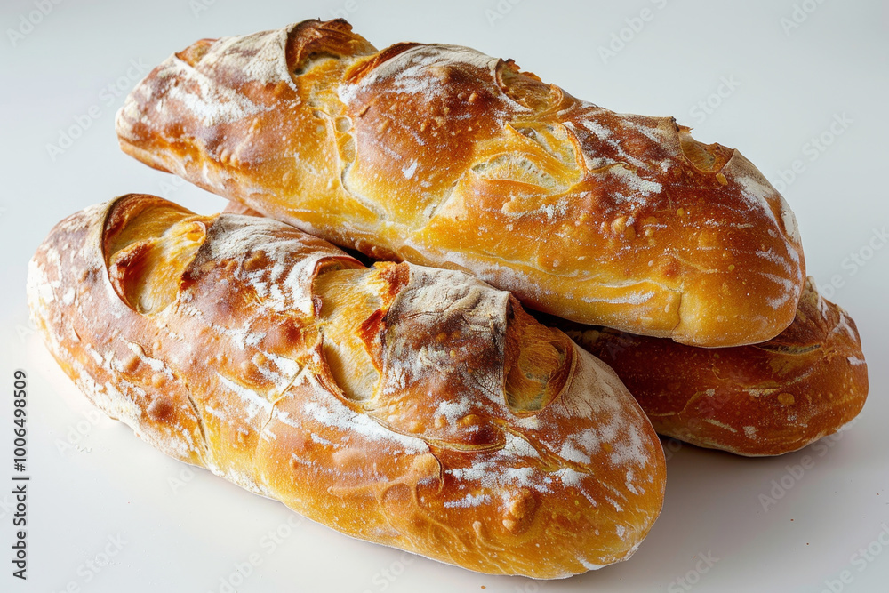Italian ciabatta bread on white background Italian ciabatta bread on white background