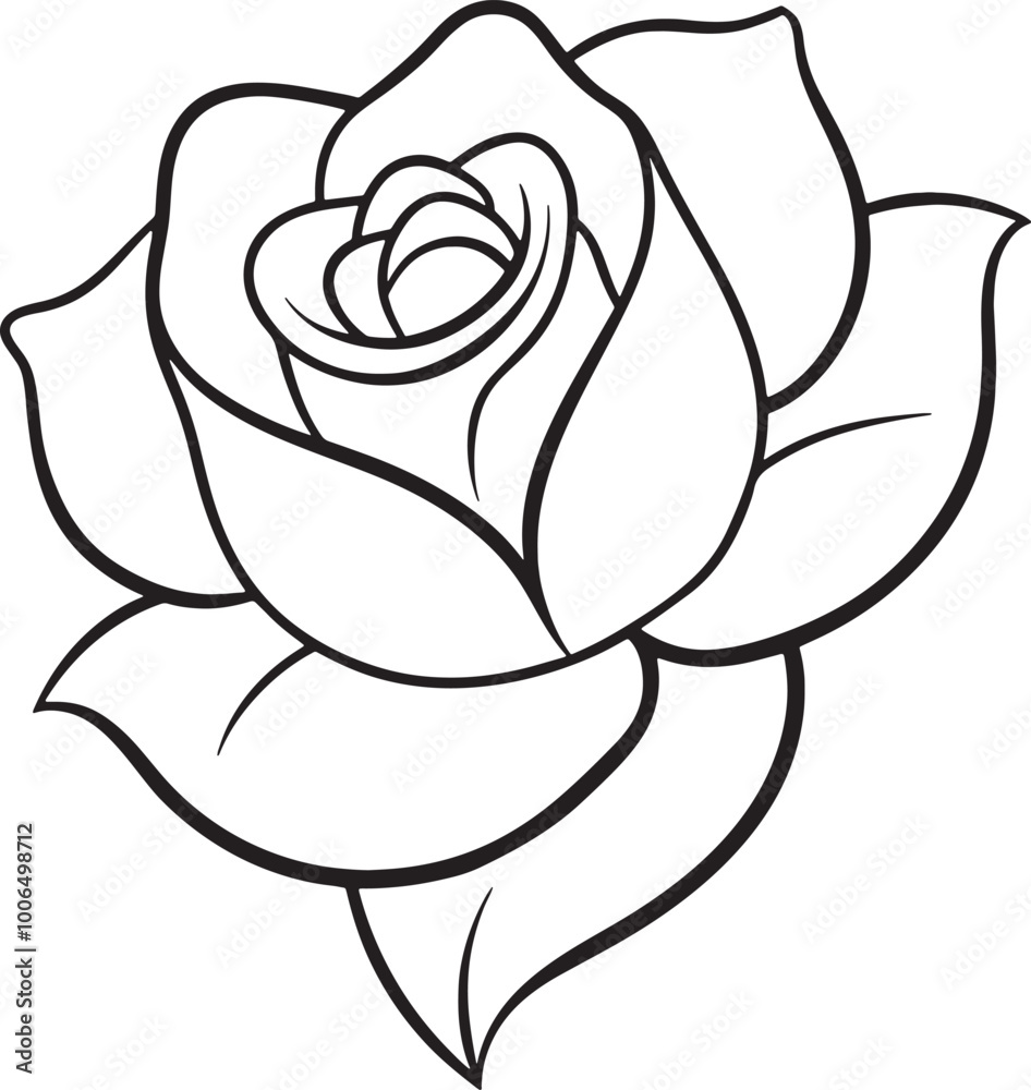 Black and white rose on a white background. Hand-drawn illustration. Black and white rose on a white background. Hand-drawn illustration.