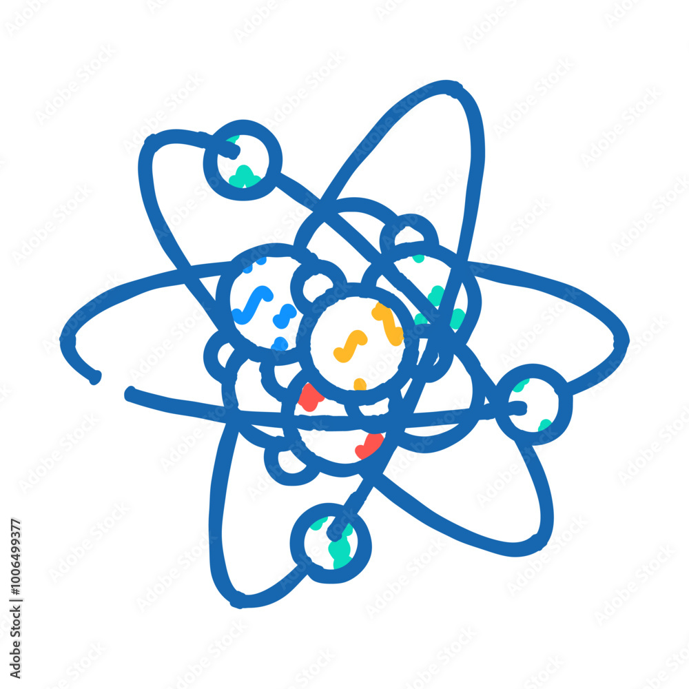 atom molecular structure doodle icon sketch vector. atom molecular structure sign. isolated symbol illustration atom molecular structure doodle icon sketch vector. atom molecular structure sign. isolated symbol illustration