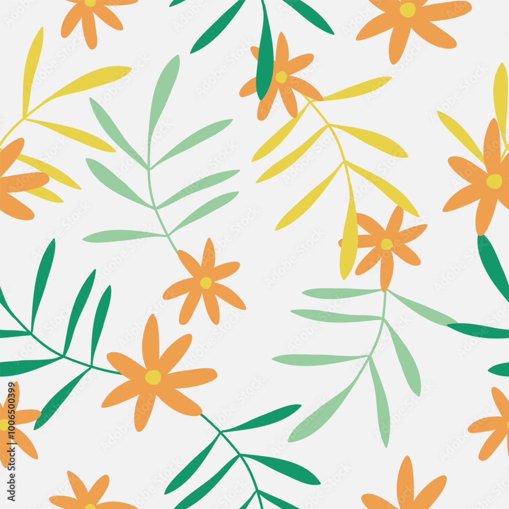 Fototapeta premium Seamless tropical floral pattern background vector