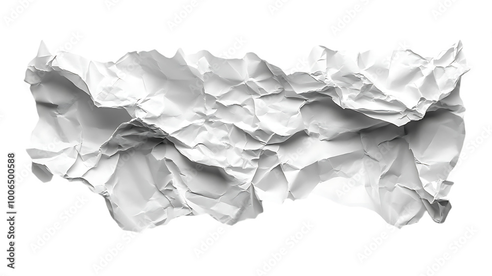 Crumpled White Paper on Transparent Background Crumpled White Paper on Transparent Background