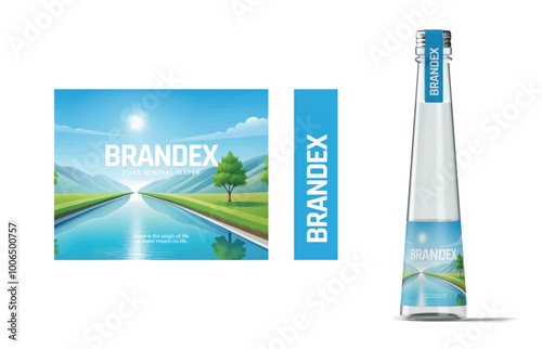 Editable Water Bottle Packaging Template for Branding and Marketing

 photo