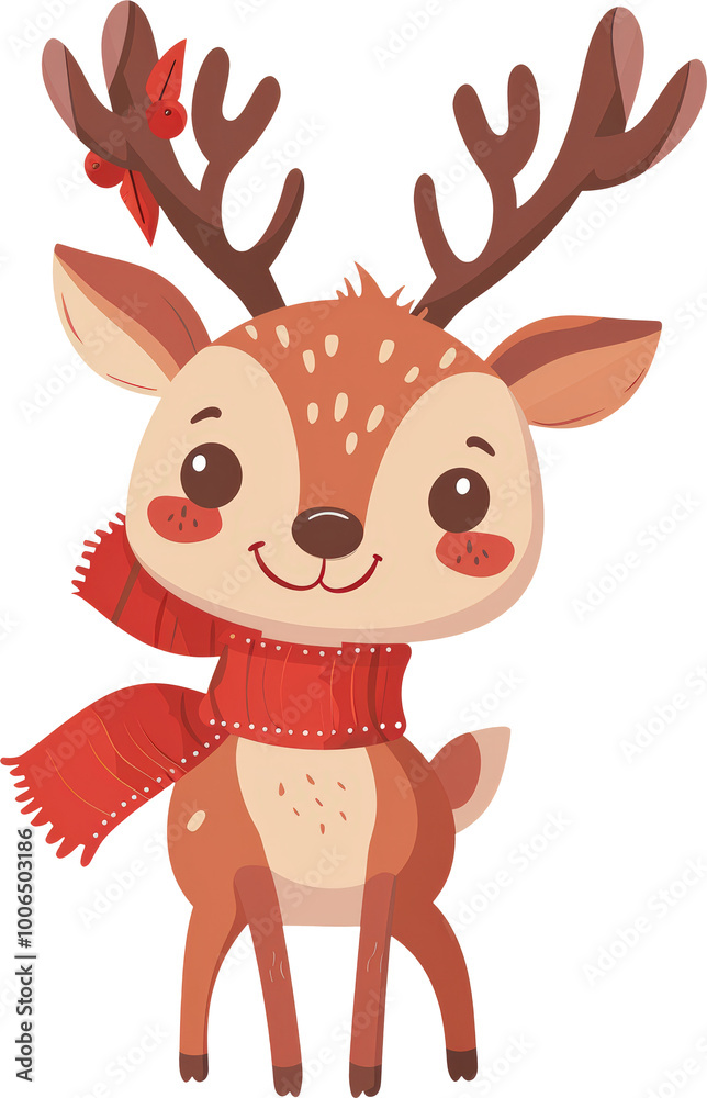 Cute cartoon deer wearing a scarf Cute cartoon deer wearing a scarf