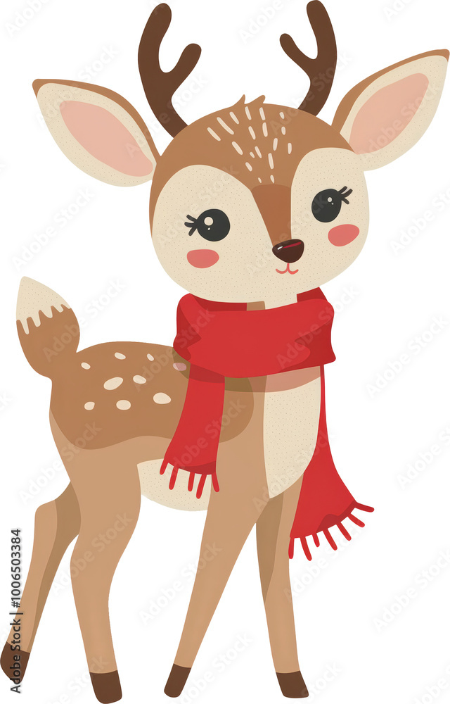 Fototapeta premium Cute deer in red scarf
