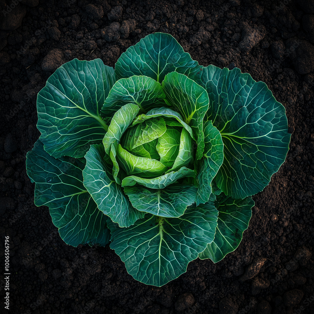 Obraz premium capturing fruit-bearing plants vegetable, thriving in dark soil. Each plant is depicted with its full fruits 