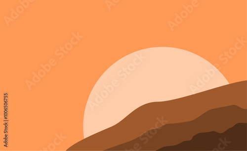 Landschaft Vektor mit Hügeln und Sonne