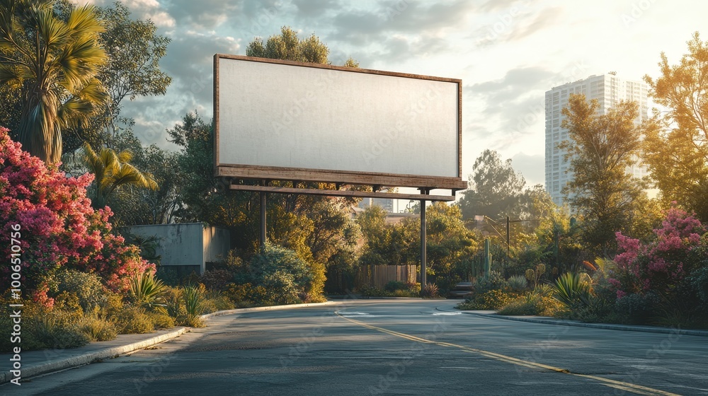 Billboard with a soft grey background promoting a luxury real estate project, Imagery with Art Billboard with a soft grey background promoting a luxury real estate project, Imagery with Art