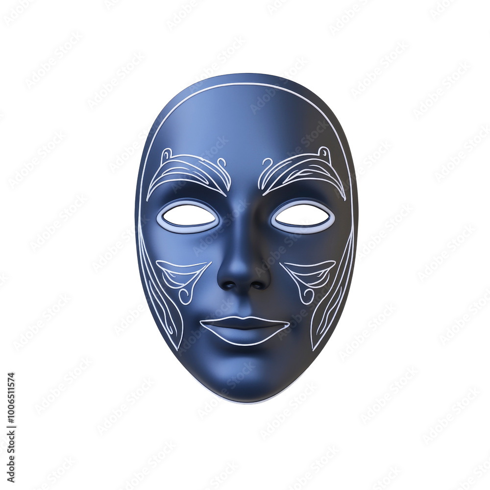 Blue Venetian Mask with Intricate White Design Blue Venetian Mask with Intricate White Design