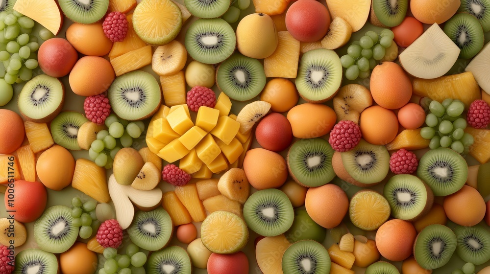 a pattern of A platter of tropical fruits including pineapple, mango, and kiwi a pattern of A platter of tropical fruits including pineapple, mango, and kiwi