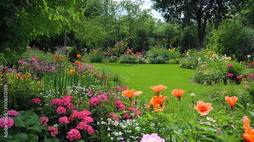 Vibrant Flower Garden with Colorful Blossoms