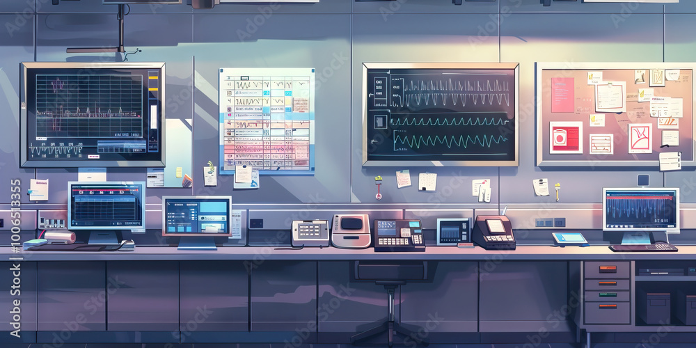 Hospital Interpreter's Wall: Displaying language translation resources, interpreter code of ethics, and a board with interpreter schedules. Hospital Interpreter's Wall: Displaying language translation resources, interpreter code of ethics, and a board with interpreter schedules.