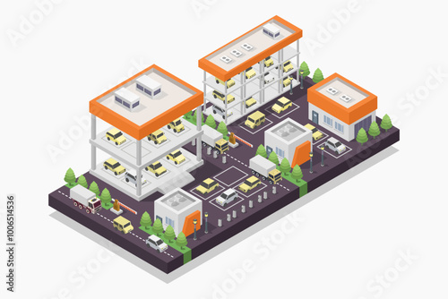 Isometric multi-storey car park