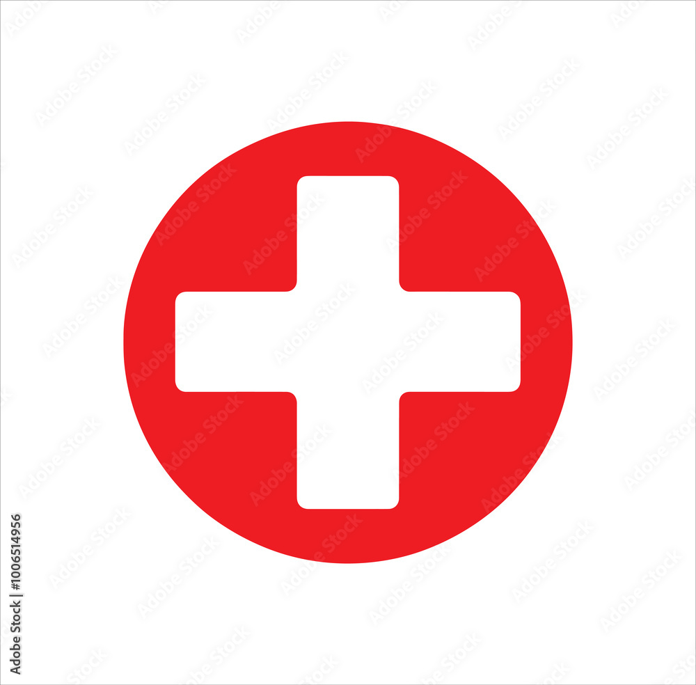 Red medical hospital cross health icon vector illustration design on white background. Red medical hospital cross health icon vector illustration design on white background.