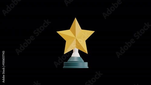 3D Illustration of Golden Star Trophy Icon Animation

