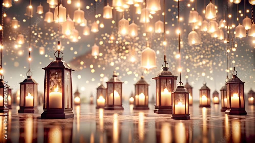 Flat Loy Krathong Festival Vector: Glowing Elements and Water Reflections for Business Messaging