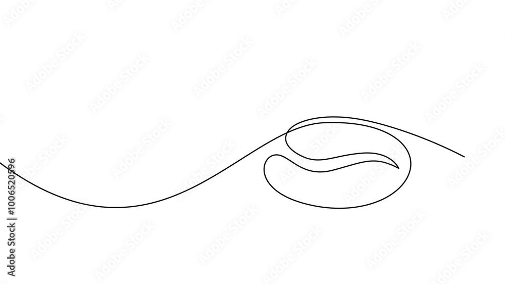 Linear coffee grain background. One continuous line drawing of a coffee bean template