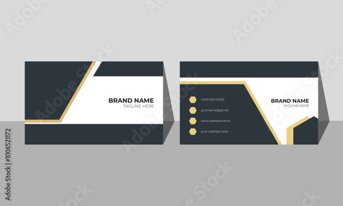 Small business card design, geometric shape with a futuristic look, and three different colors.