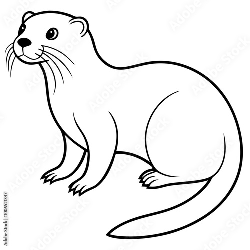 Delightful Otter Vector Illustration Highlighting the Lively Nature of River Dwellers
